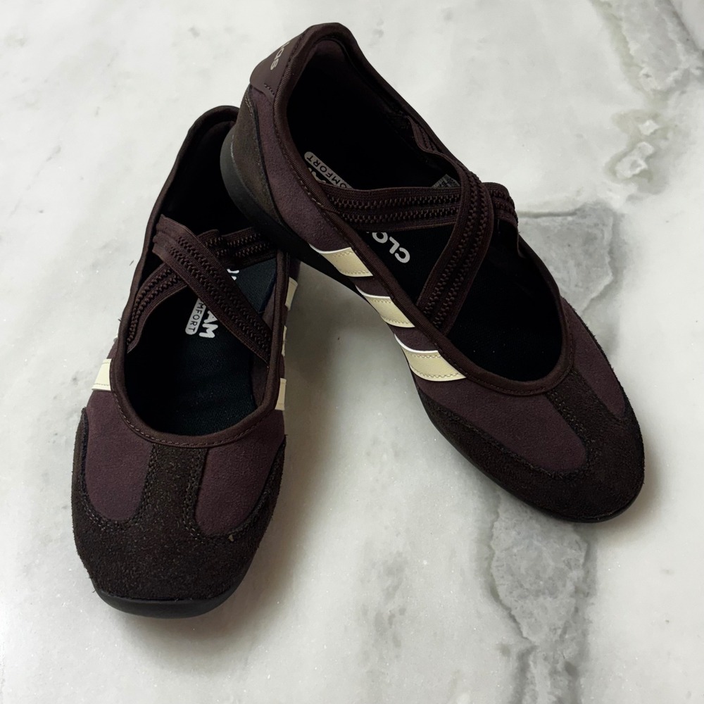Adidas Barreda Cloudfoam Comfort Mary Jane Sneakers Burgundy Brown Size 7 KJ2255
